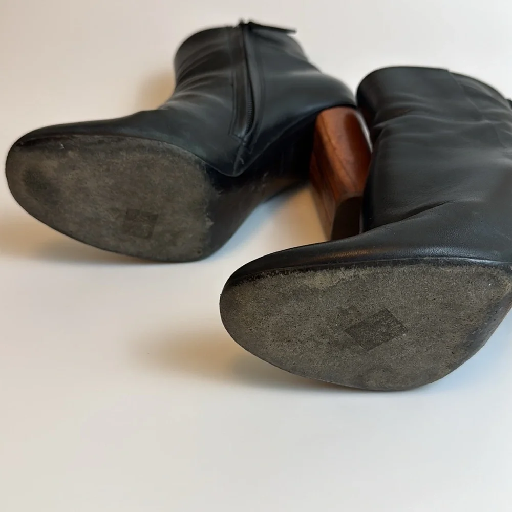 Tory Burch Black‎ Heeled Boots with Wood Heel Size 7M